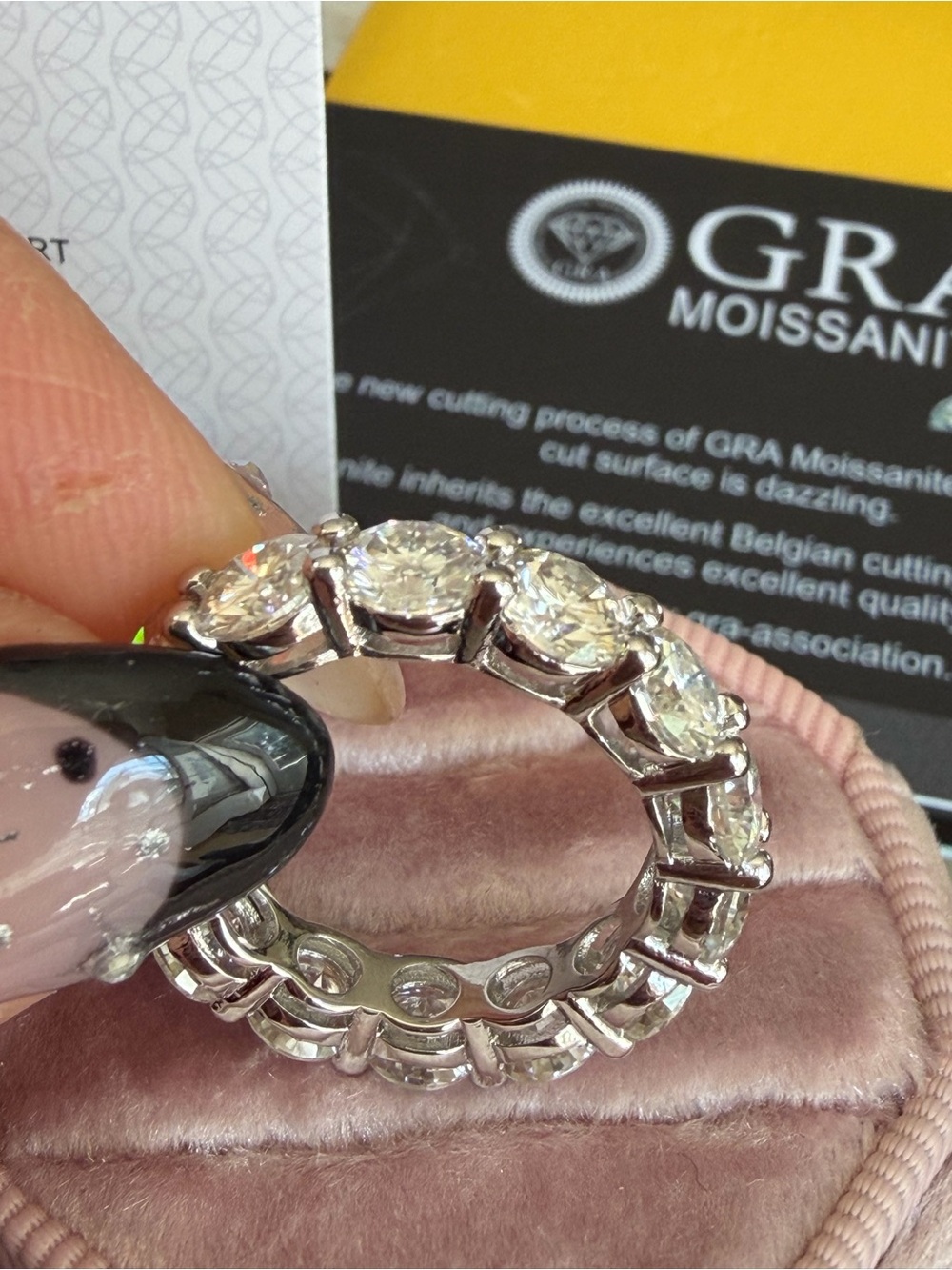 7 Carat Eternity Band Moissanite Silver Plated Size 7